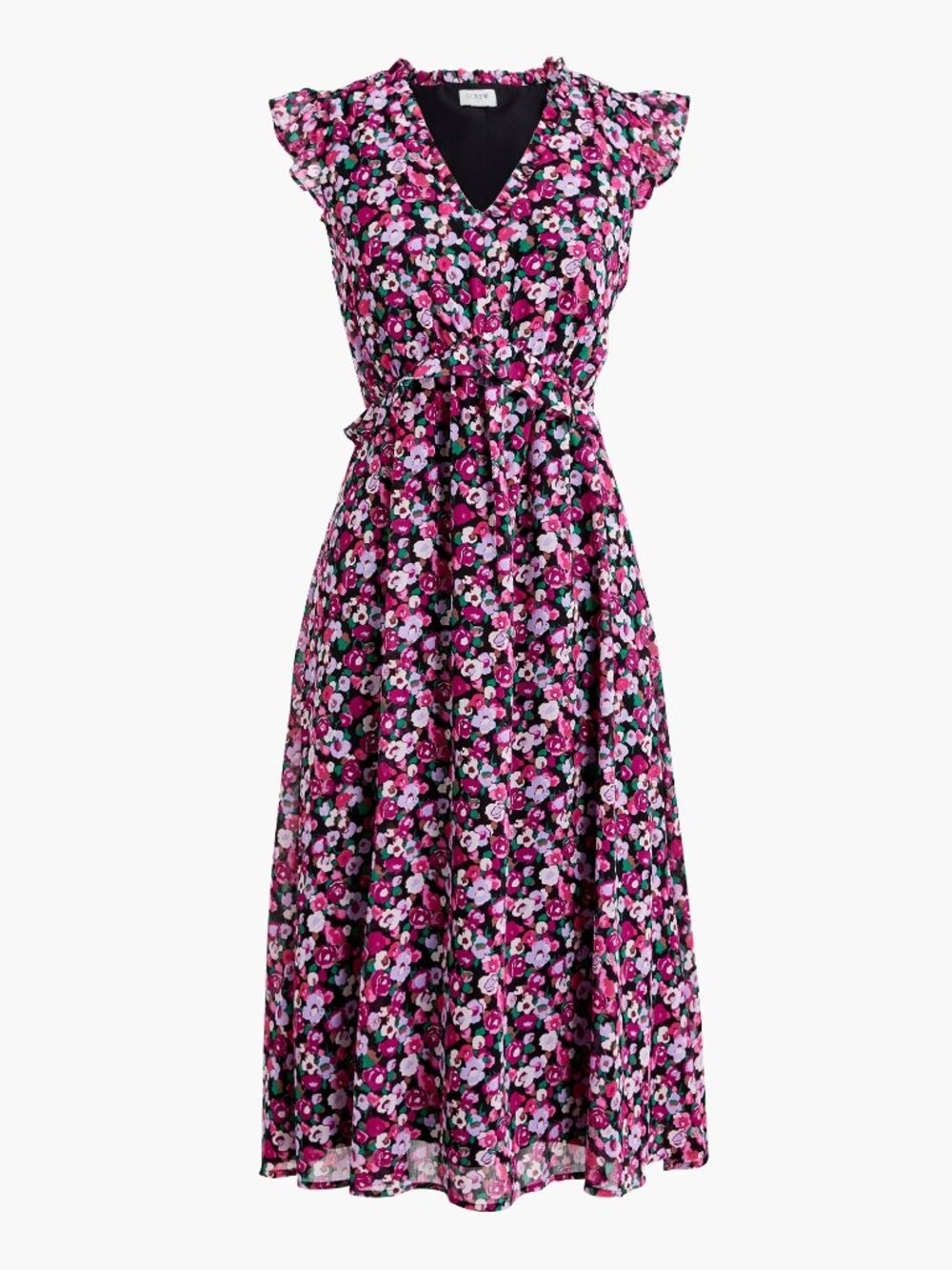 NWT J. Crew Womens Size 2 Ruffle Accent Floral Chiffon Stretch Midi Dress NEW
